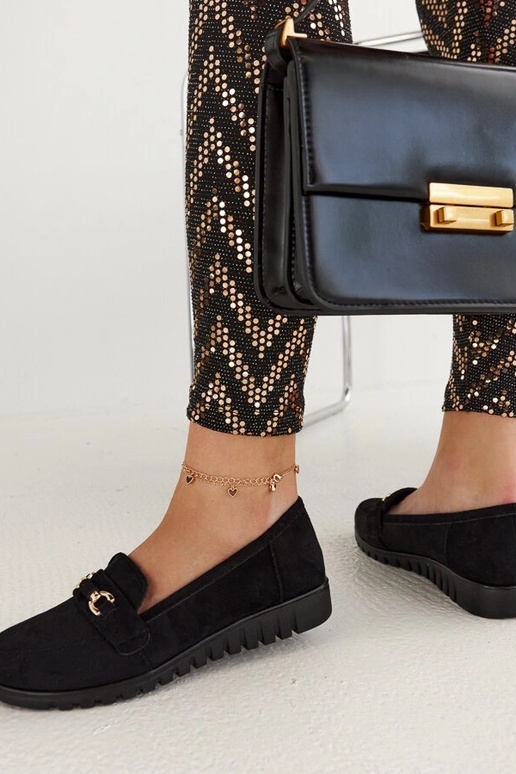 Mocasines de mujer de ante negro con...