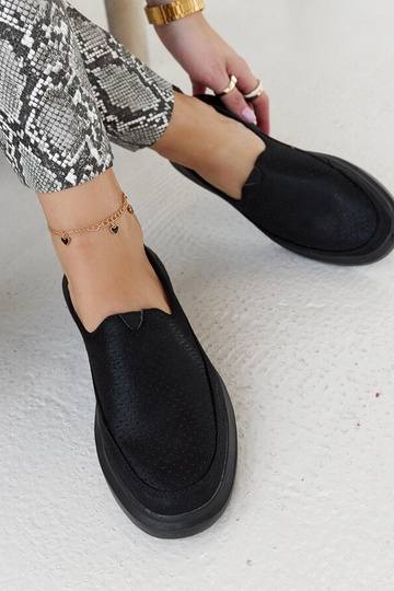 Zapatos de mujer negros calados, sin cordones, con suela gruesa, Marcie 2