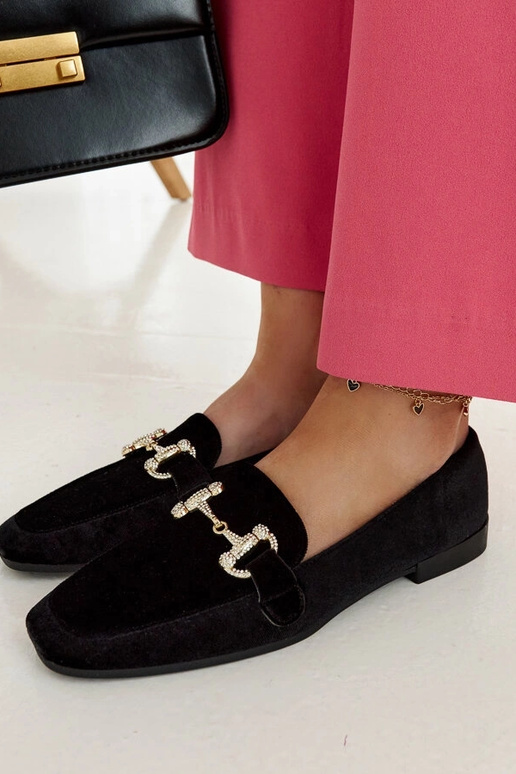 Mocasines de terciopelo negro con...