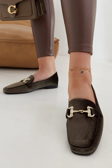 Mocasines de terciopelo verdes con circonitas Fabrizia