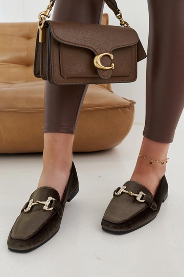 Mocasines de terciopelo verdes con circonitas Fabrizia 2