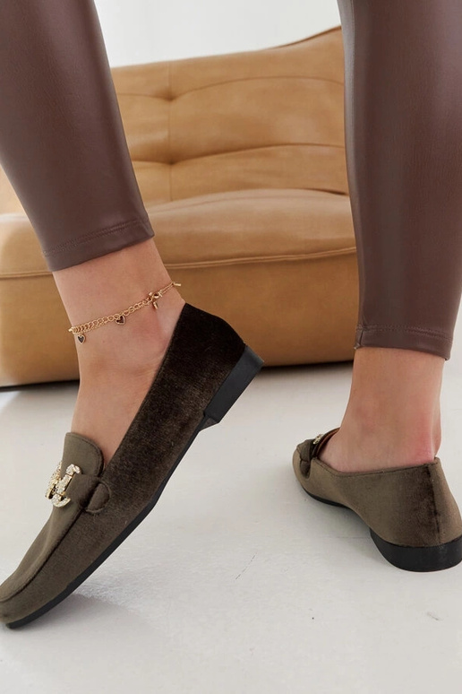 Mocasines de terciopelo verdes con...