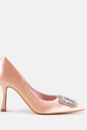 Stilettos satinados beige con circonitas Clemente 2