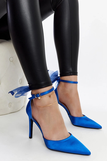 Tacones altos azules con lazo Ilaysa