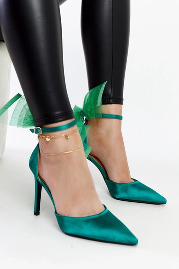 Tacones con lazo Ilaysa verde