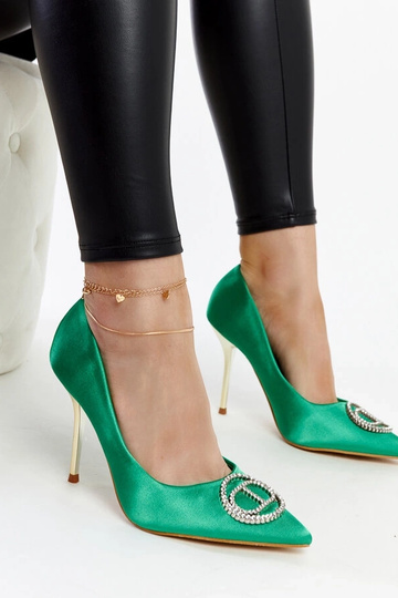 Tacones verdes con circonitas Elife