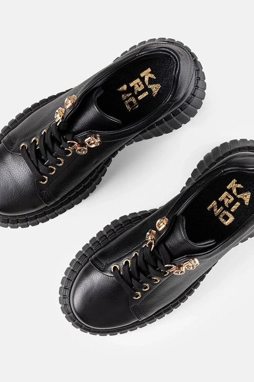 Zapatillas negras de piel con...