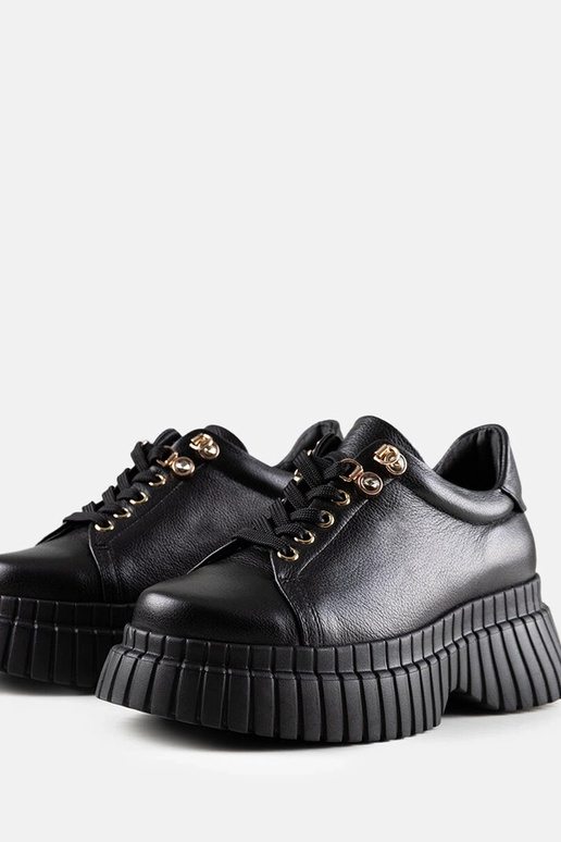 Zapatillas negras de piel con...