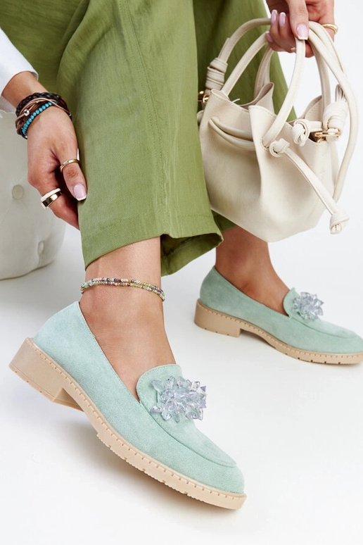 Mocasines de ante verde claro con...