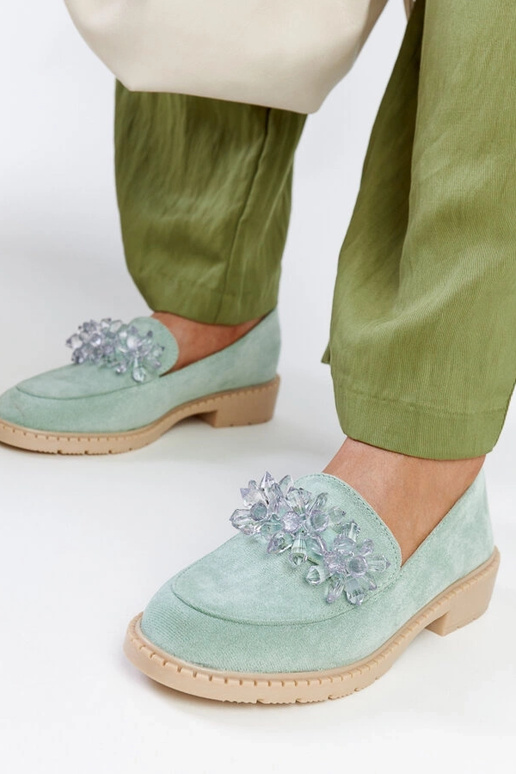 Mocasines de ante verde claro con...
