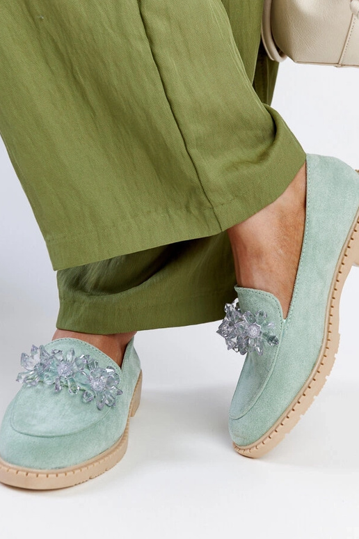 Mocasines de ante verde claro con...
