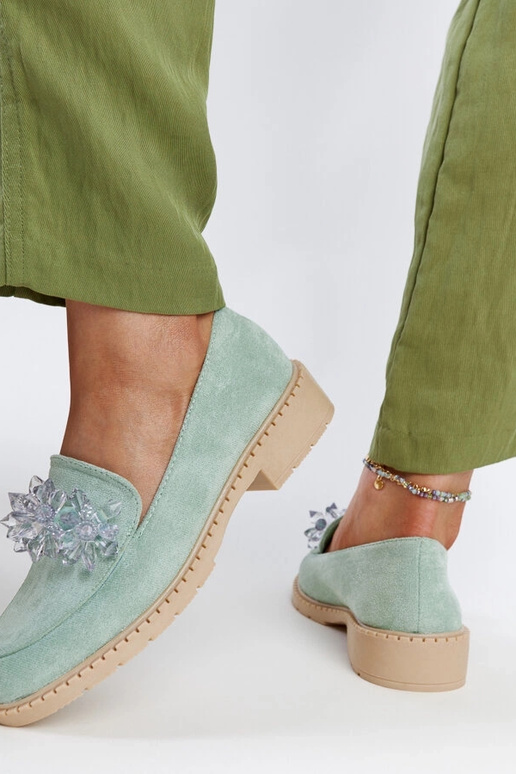 Mocasines de ante verde claro con...