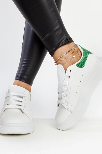 Zapatillas de piel ecológica blancas y verdes Fatimah 2
