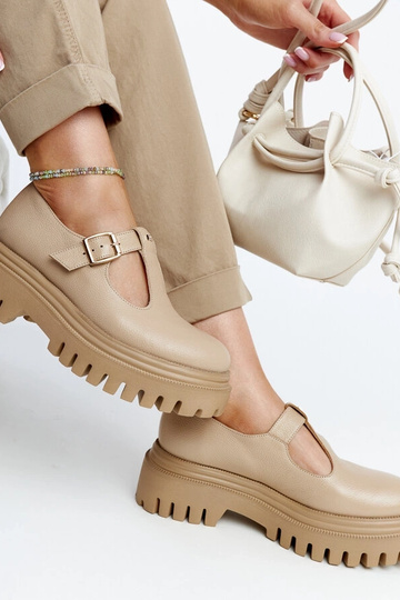 Zapatos de cuero beige oscuro Karino 2