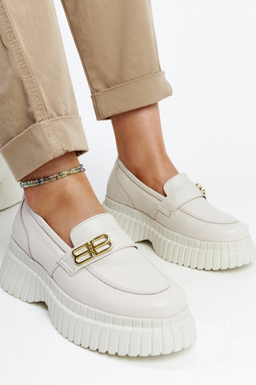 Zapatos de cuero beige claro Karino