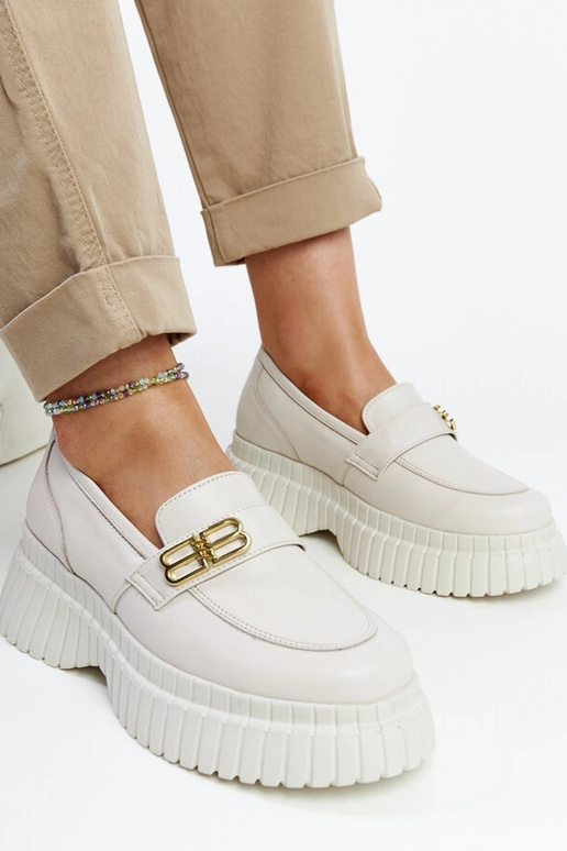 Zapatos de cuero beige claro Karino