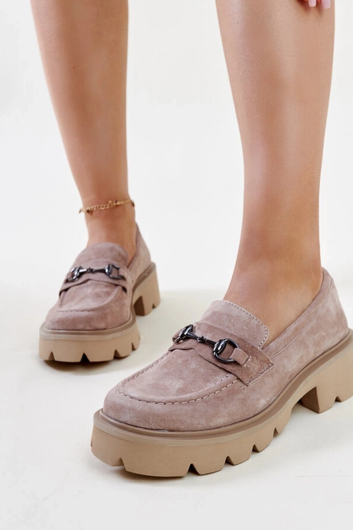 Mocasines de piel beige Vinceza