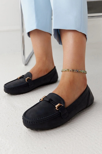 Mocasines Scafati azul marino con acabado mate