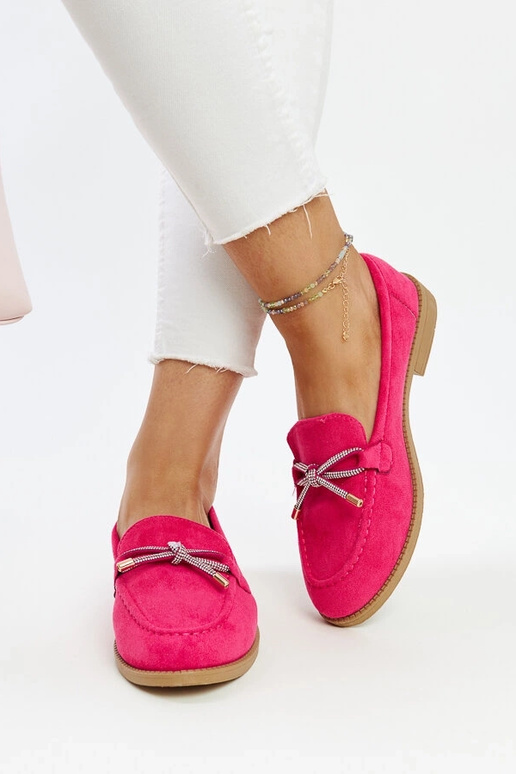 Mocasines rosa oscuro con lazo...