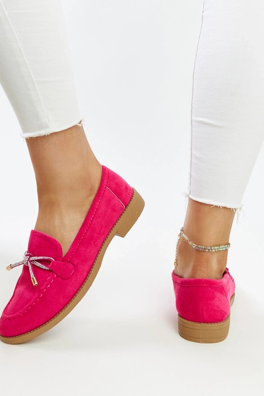 Mocasines rosa oscuro con lazo...