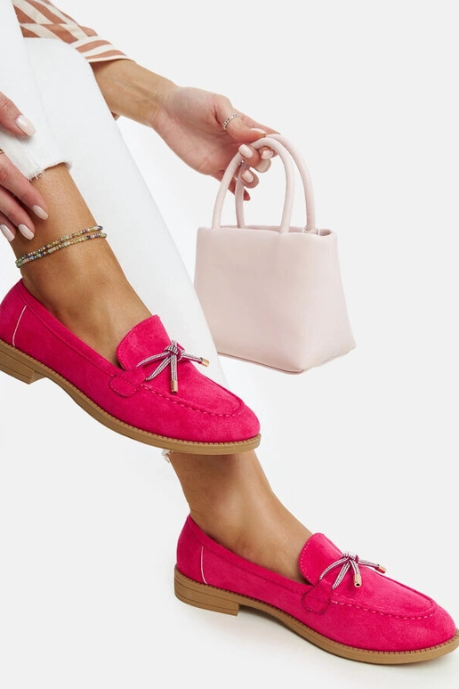 Mocasines rosa oscuro con lazo...