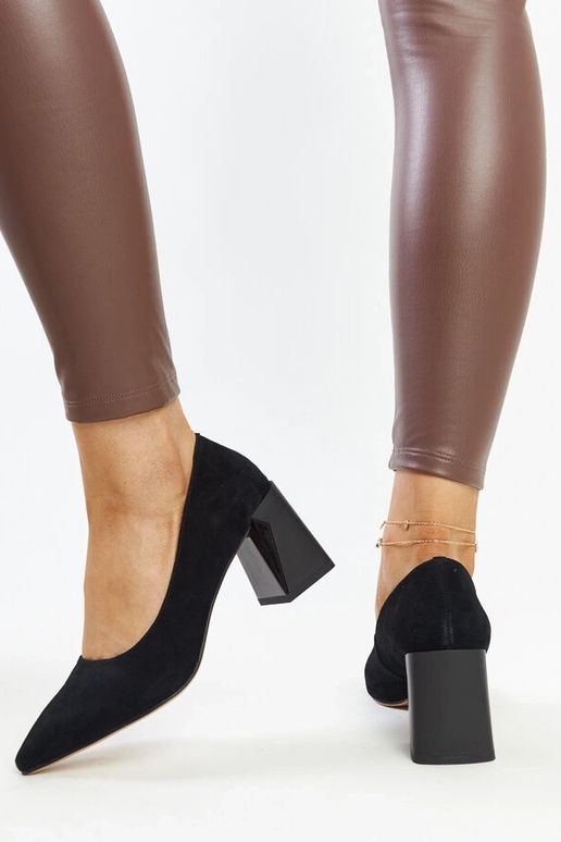 Zapatos de salón de piel negra con...