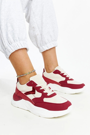 Zapatillas de plataforma Nereida en color beige y rojo 2