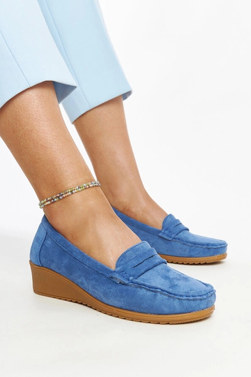 Mocasines de cuña de ante azul Sakena