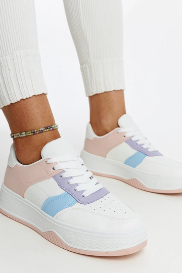 Zapatillas blancas y rosas con suela más gruesa Rafida