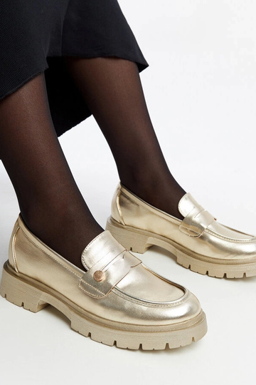 Mocasines dorados de cuero sintético Mladenka