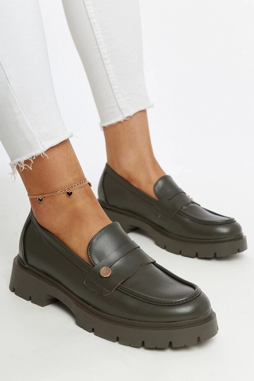 Zapatos verdes oscuros de cuero sintético Mladenka