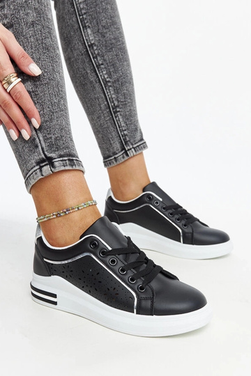 Zapatillas negras caladas con purpurina Zorka