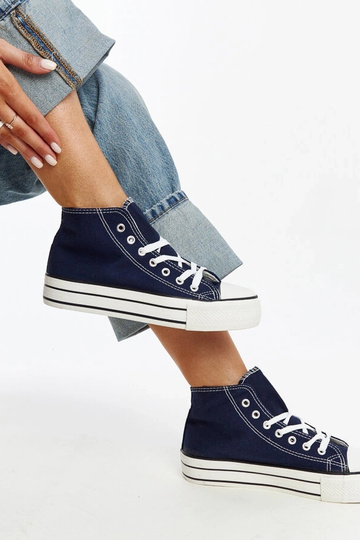 Zapatillas altas azul marino con suela gruesa Bagy 2