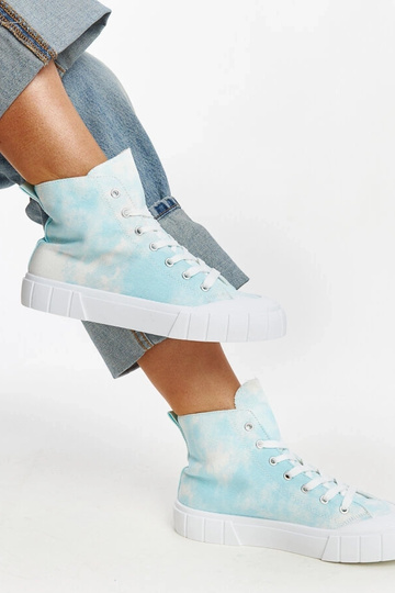 Zapatillas altas de tela de color azul de Raissa
