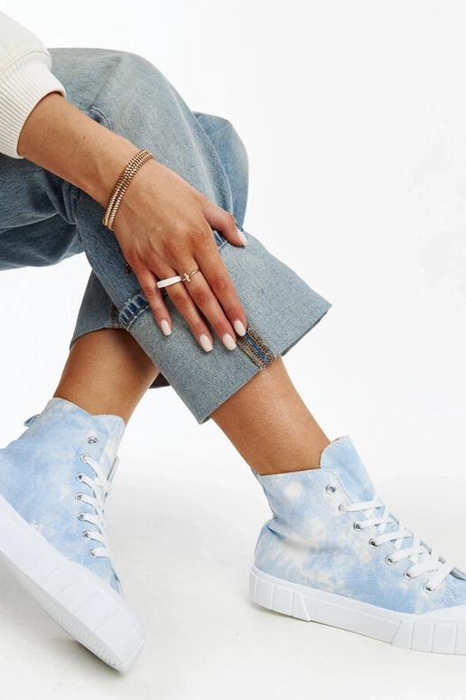 Zapatillas altas de tela de color...