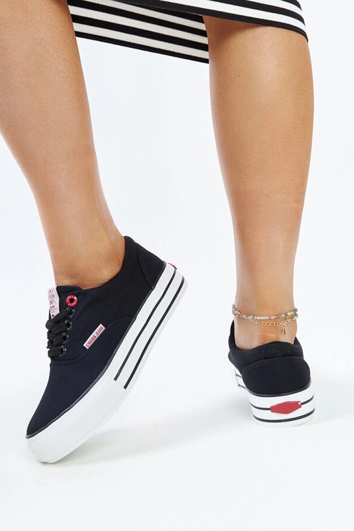 Zapatillas negras de mujer con suela...