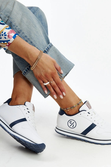 Zapatillas CROSS JEANS mujer blancas y azul marino 2