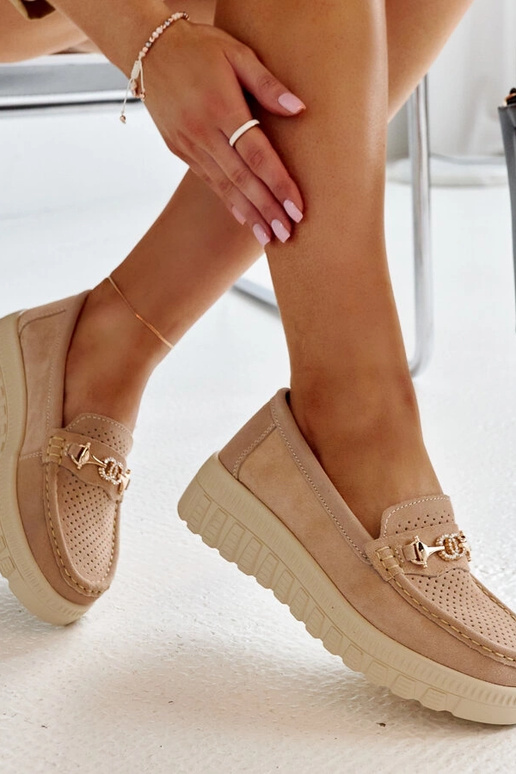 Zapatos de medio punto beige con...