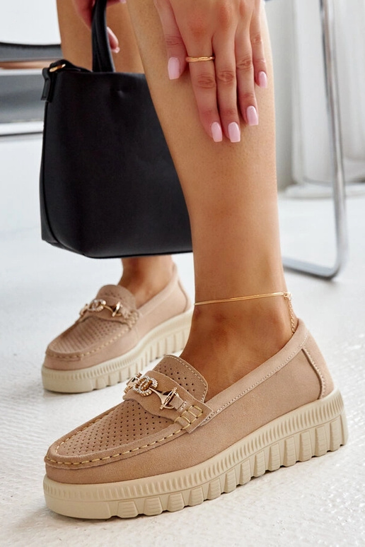 Zapatos de medio punto beige con...