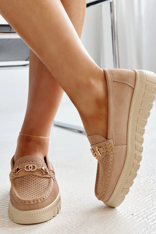 Zapatos de medio punto beige con...