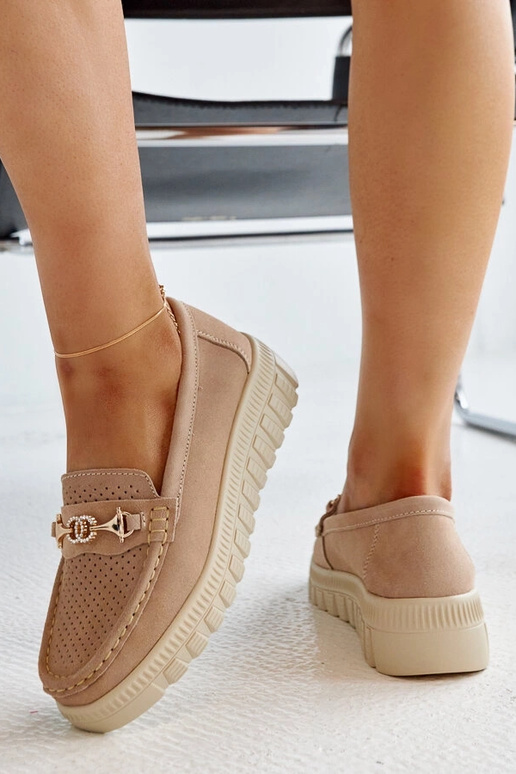 Zapatos de medio punto beige con...