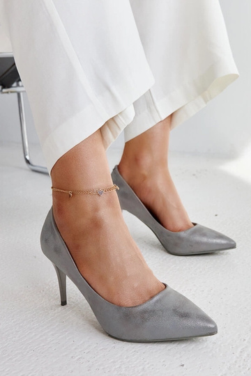 Tacones grises metalizados con plantilla de piel Soissons 2