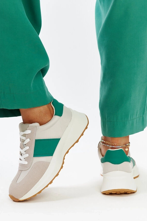 Zapatillas de cuero gris y verde Ganim