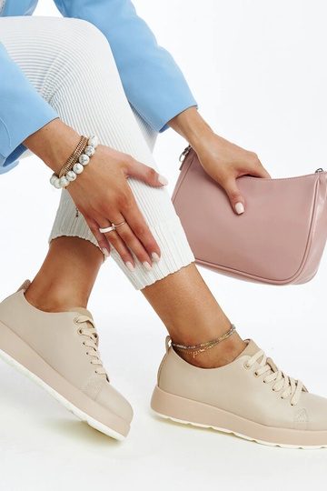 Zapatillas de piel Samaha color beige