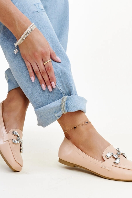 Mocasines beige con hebilla de...