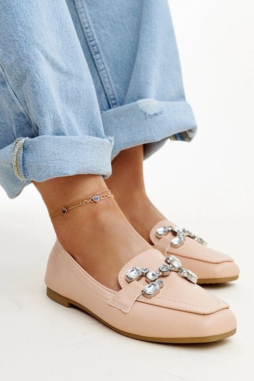 Mocasines beige con hebilla de...