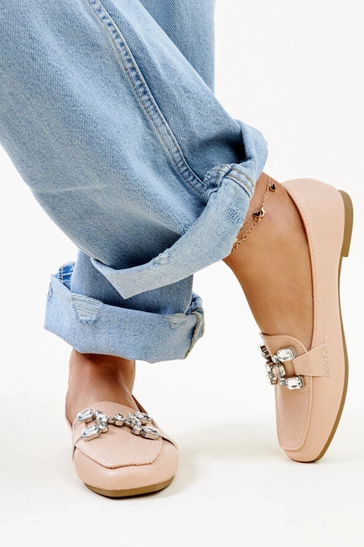 Mocasines beige con hebilla de...