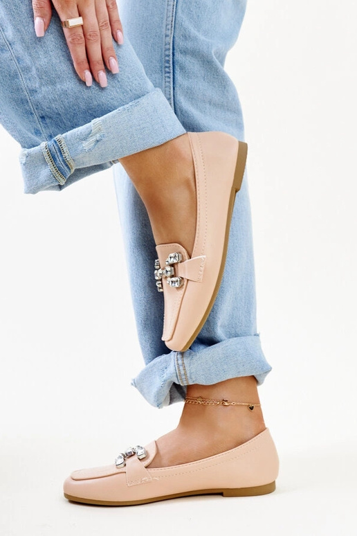 Mocasines beige con hebilla de...