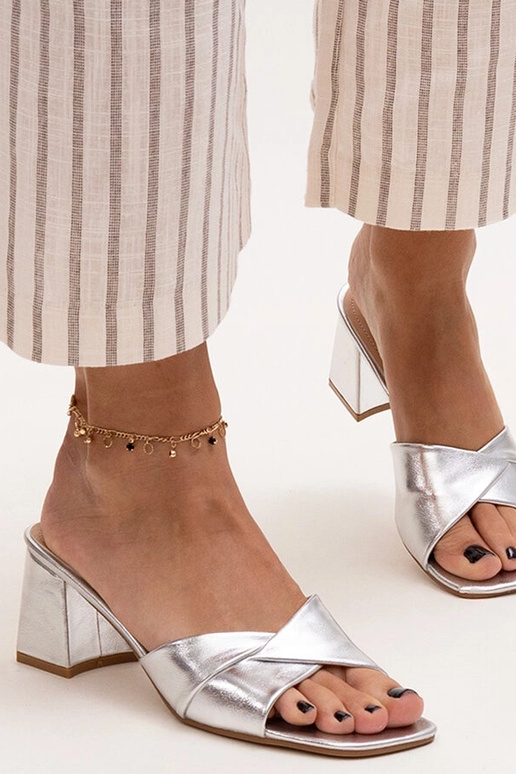 Mules de tacón alto plateados Fanan