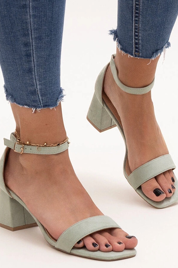 Sandalias de tacón de bloque verde claro Issa